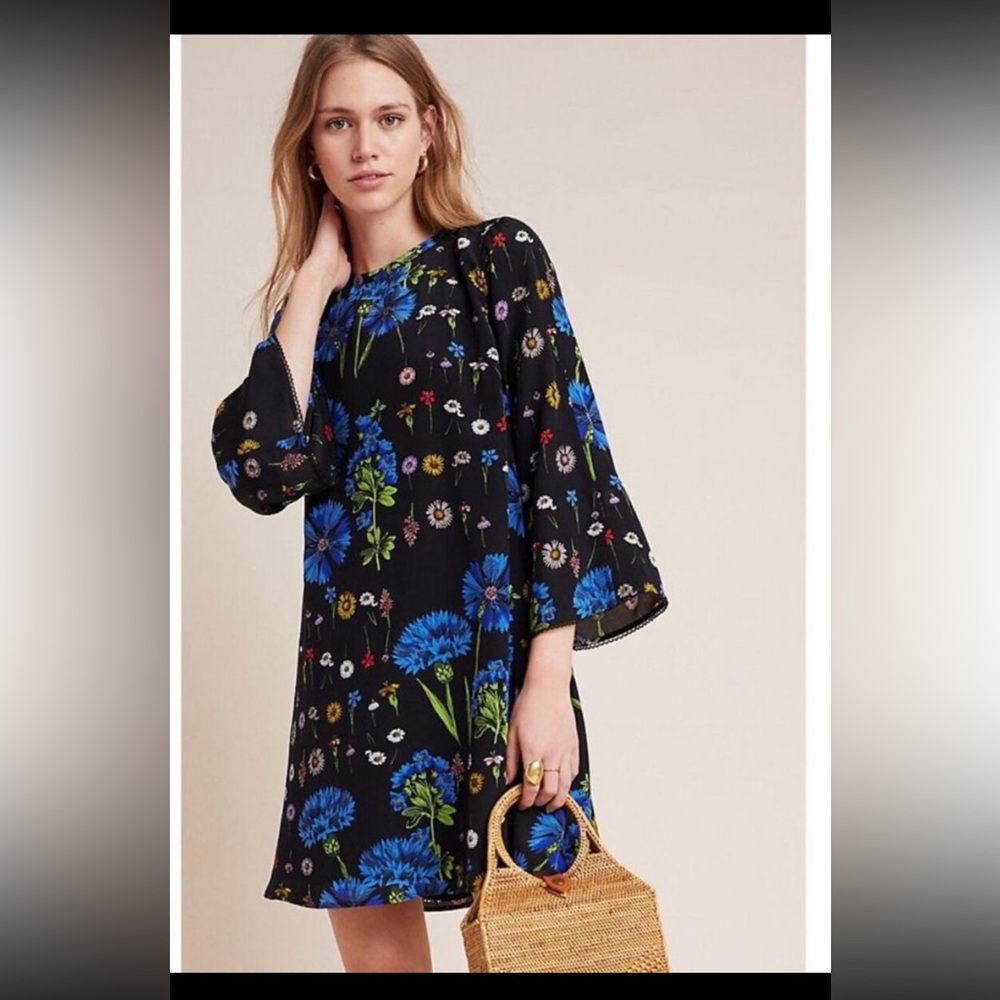 Maeve by Anthropologie Lucinda Silk Floral Tunic Dress